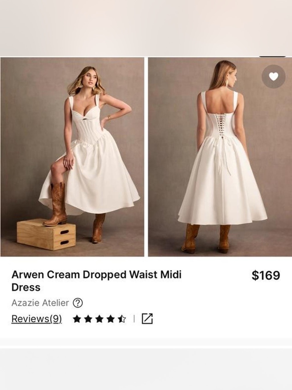 Azazie Cream Corset-Style Midi Dress